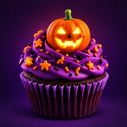 Pumpkin cupcake representing 2